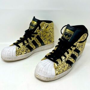 Adidas Superstar Leather Speckled Good and Black Hightop Sneakers